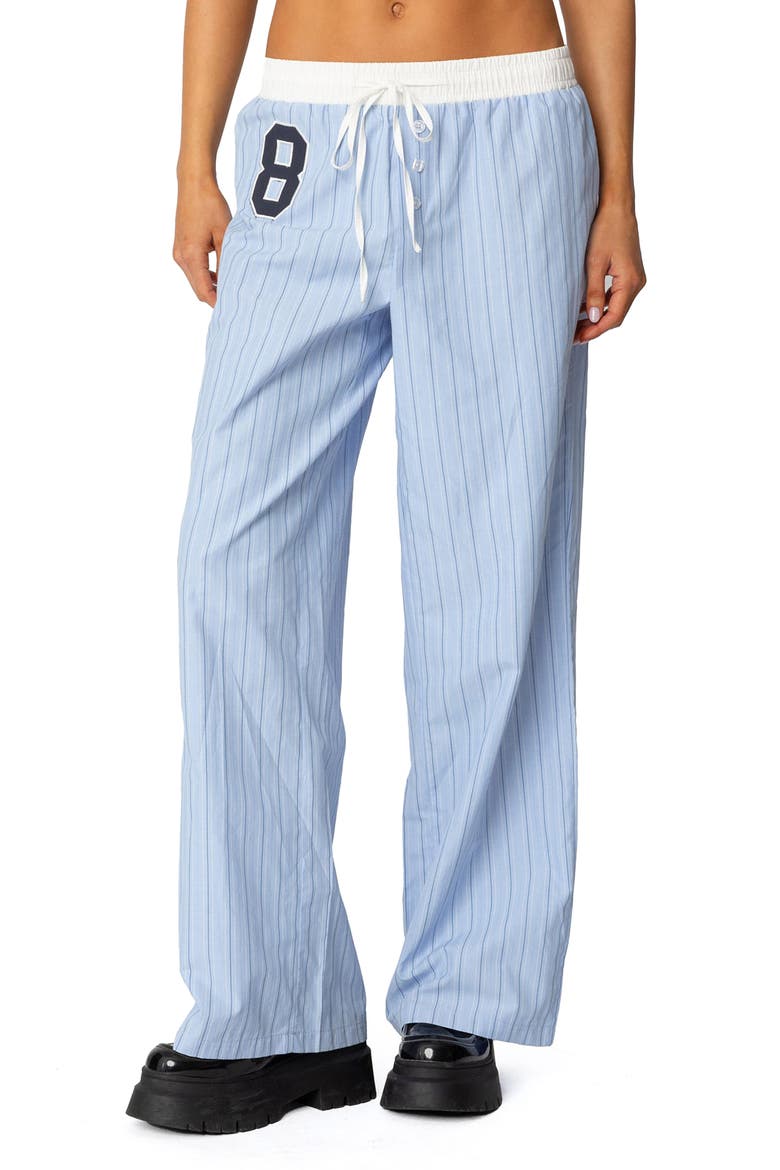 Contrast Waist Stripe Wide Leg Sweatpants, Main, color, BLUE