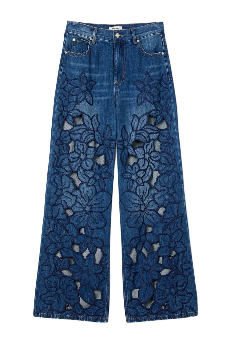 Embroidered jeans, Alternate, color, Blue jean