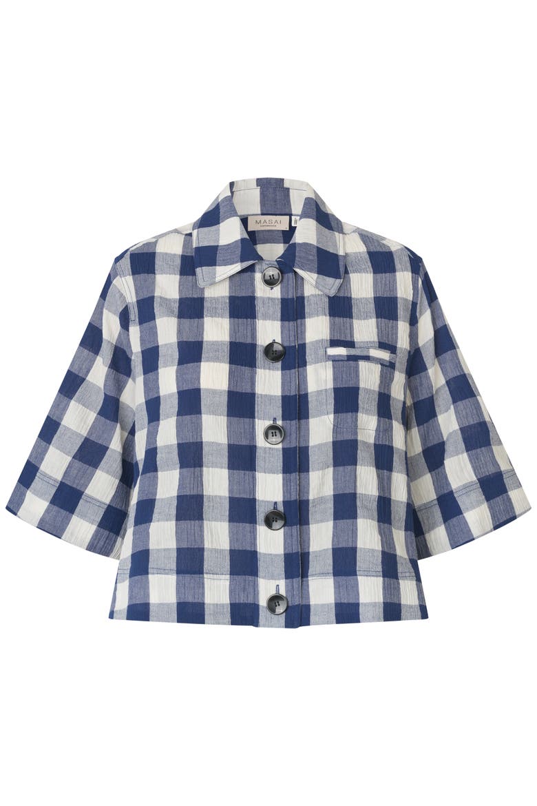 Maisariel Checked Boxy Shirt, Alternate, color, Medieval Blue