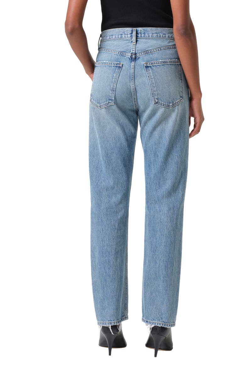 '90s Pinch Waist Ripped High Waist Straight Leg Jeans, Alternate, color, BACKDROP