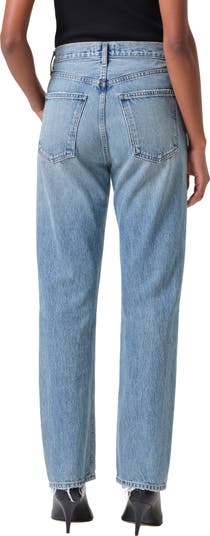'90s Pinch Waist Ripped High Waist Straight Leg Jeans