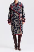 Avec Les Filles Whipstitched Oversized Jacquard Peacoat