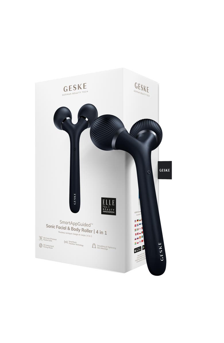 GESKE SmartAppGuided Sonic Facial & Body Roller | 4 in 1, Main, color, Black