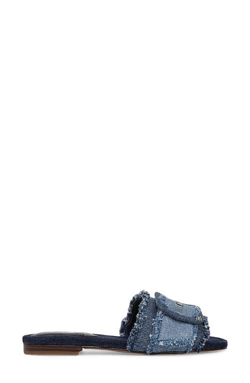 Sam Edelman Bambi Fray Slide Sandal Blue Multi Twill In Blue Multi