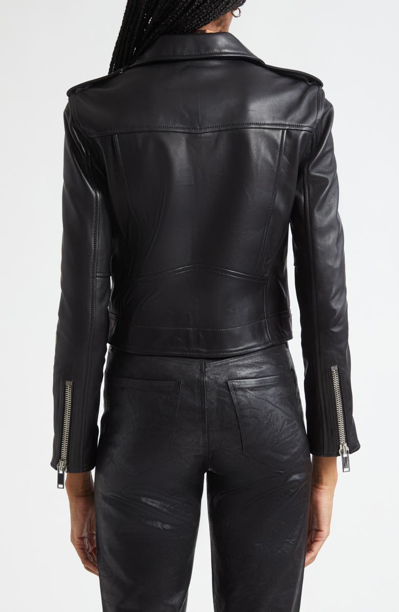 L'AGENCE Blakely Crop Leather Biker Jacket, Alternate, color, Black
