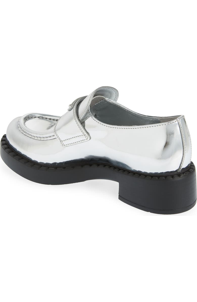 Prada Chocolate Metallic Loafer, Alternate, color,