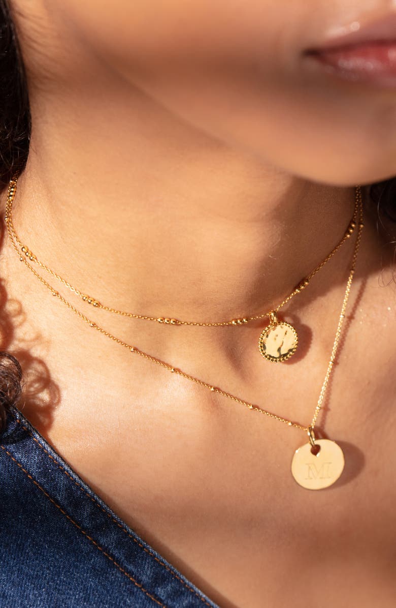 Monica Vinader Deia Beaded Disc Pendant Charm, Alternate, color, 18Ct Gold Vermeil/St Silver