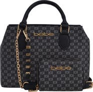 bebe Adela Small Monogram Satchel with Wallet