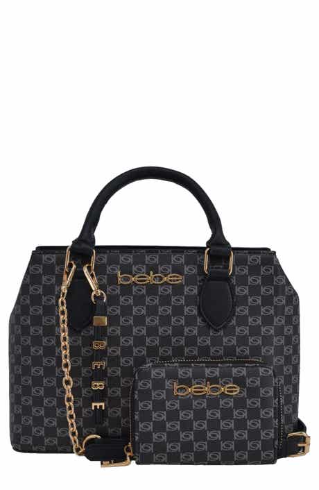 bebe Adela Small Monogram Satchel with Wallet