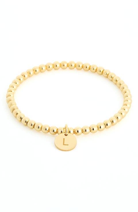 Initial Charm Ball Stretch Bracelet