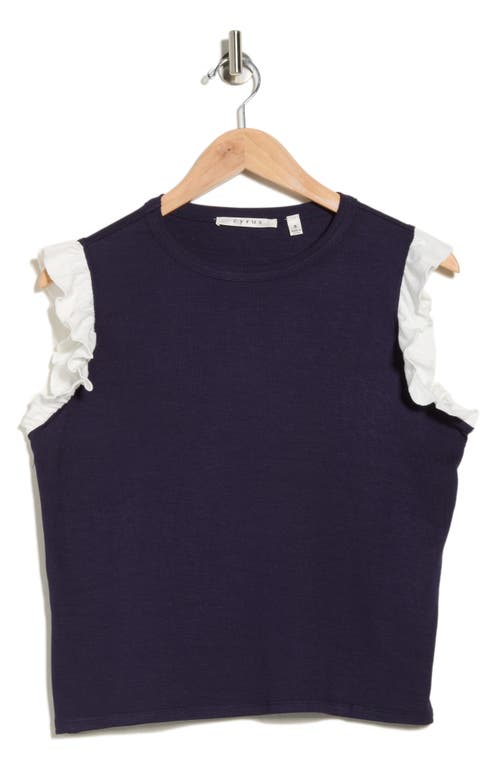 Cyrus Ruffle Sleeveless Top In Blue
