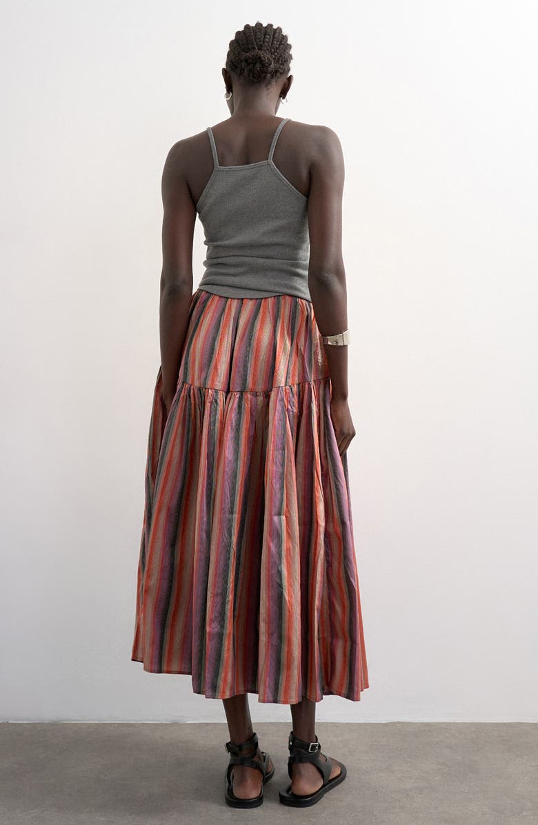 Topshop Striped Taffeta Skirt, Alternate, color, Pink Multi