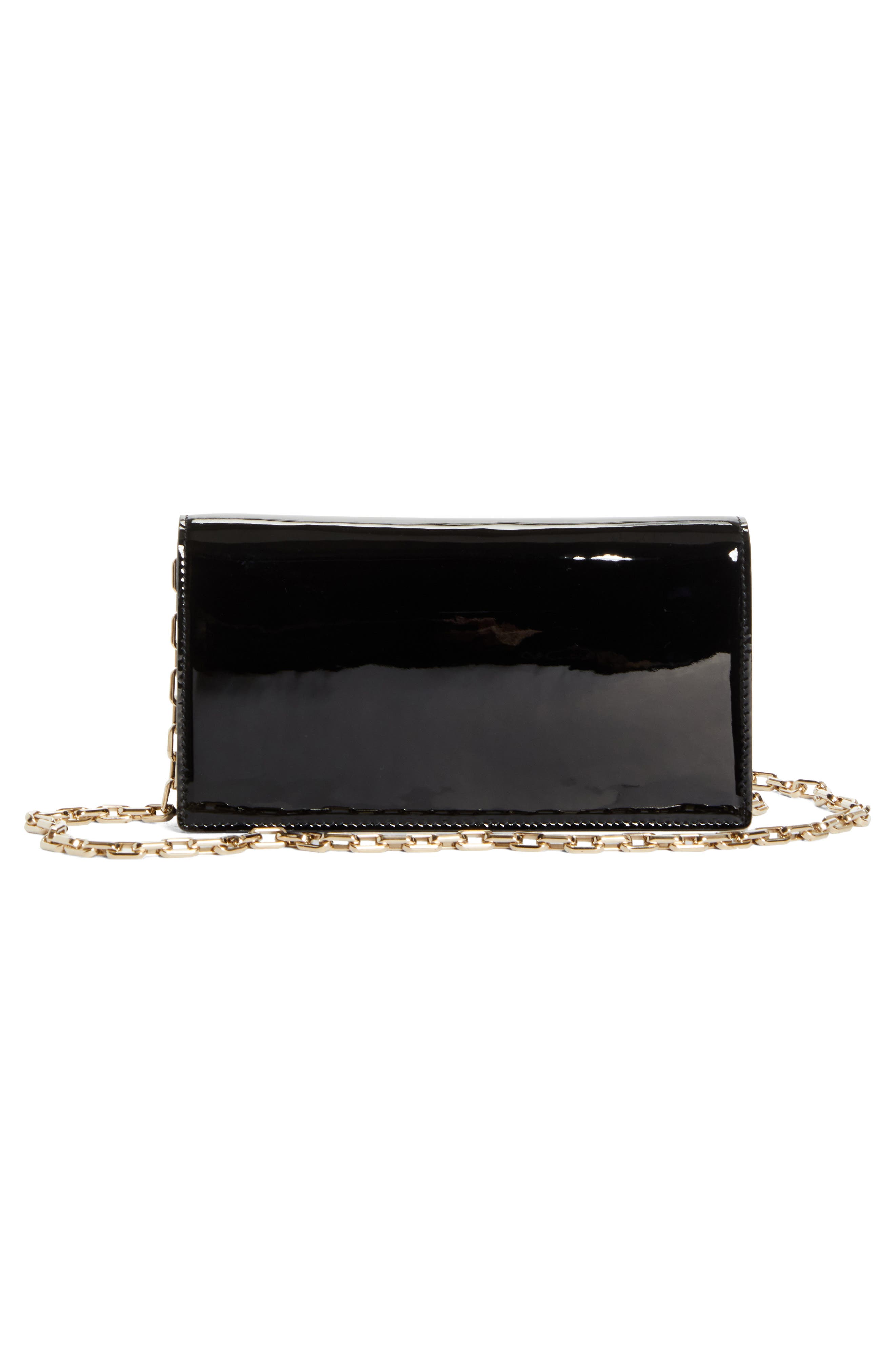 Christian Louboutin Bettina Patent Leather Clutch, Alternate, color, Black/ Gold