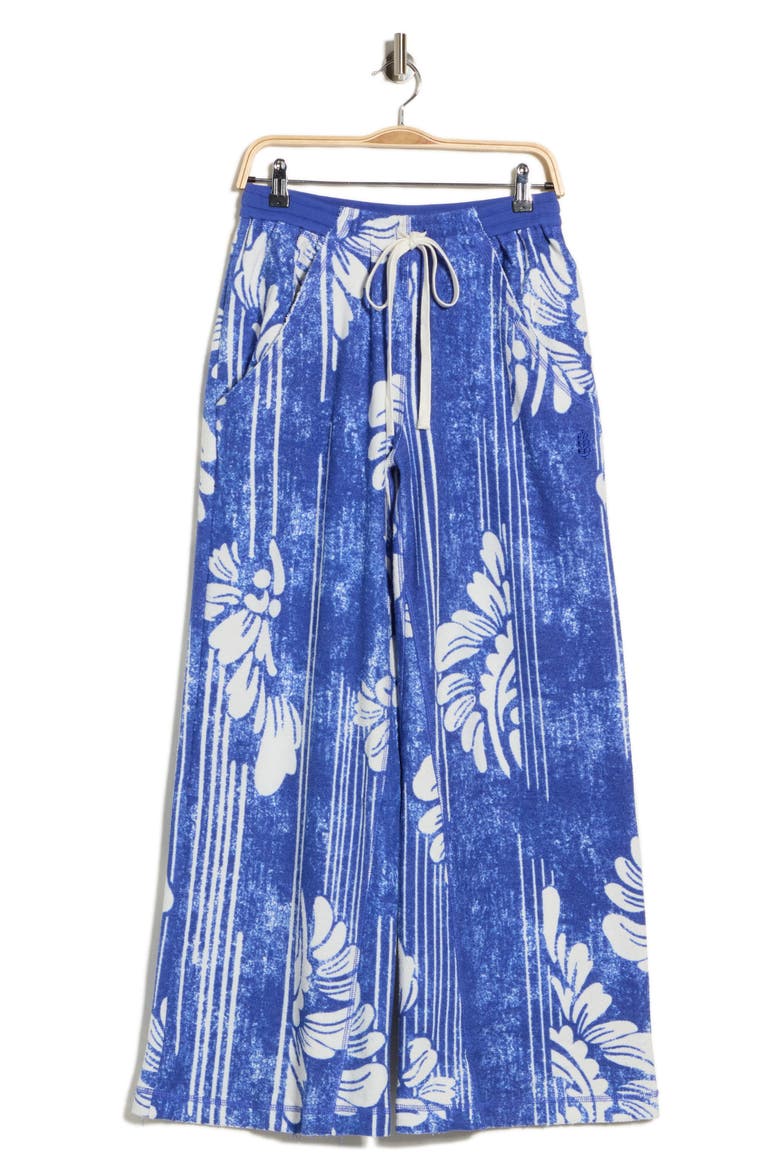 One Above Floral Wide Leg Cotton Blend Pants, Main, color, ELECTRIC SHOCK
