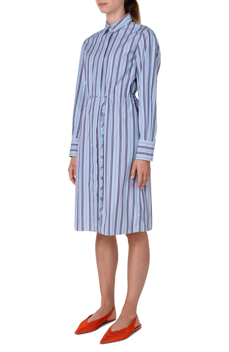 Akris punto Stripe Long Sleeve Poplin Shirtdress, Alternate, color, 