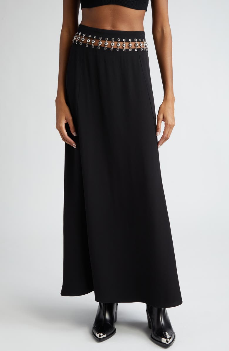 Rabanne Cutout Waist Jersey Skirt, Main, color, 