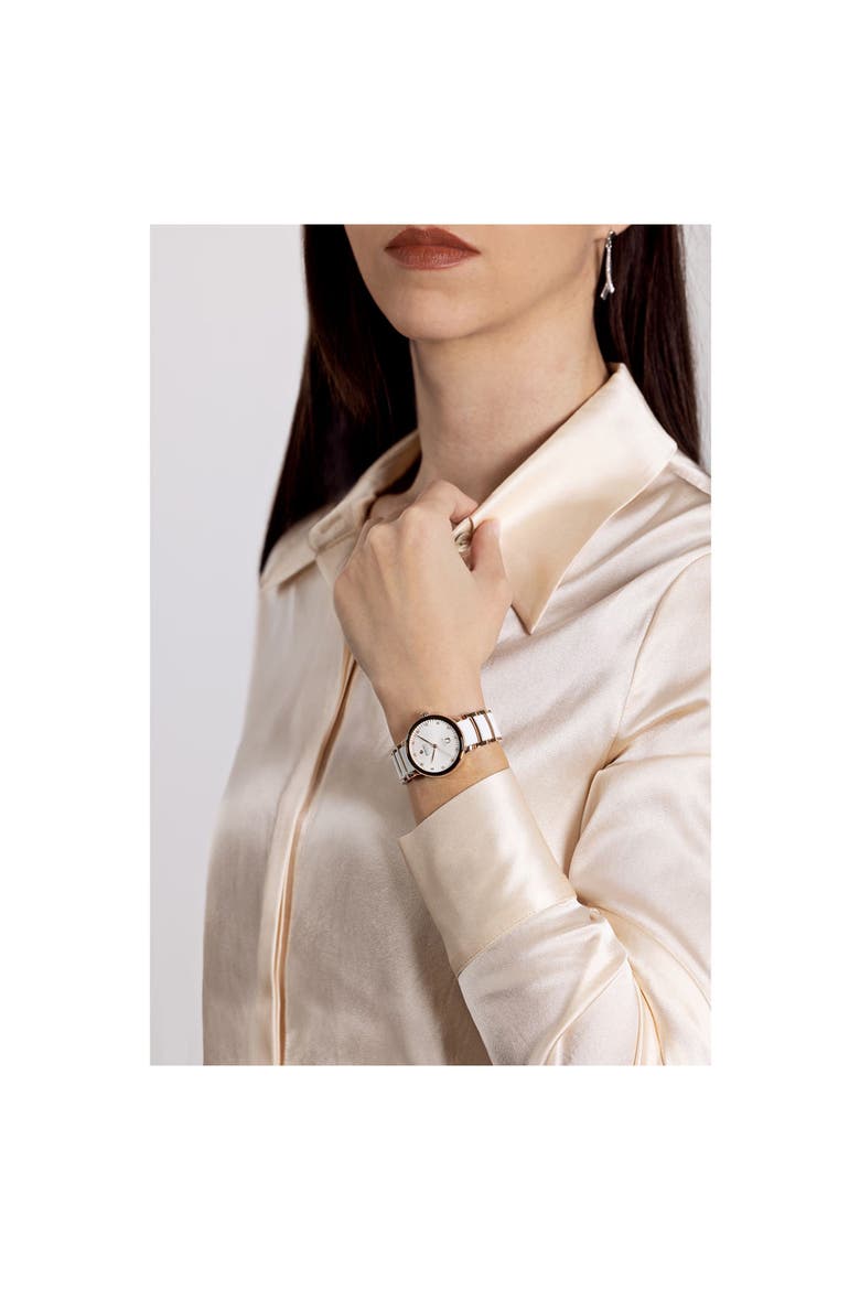 Centrix Automatic Diamond Bracelet Watch, 30.5mm, Alternate, color, WHITE