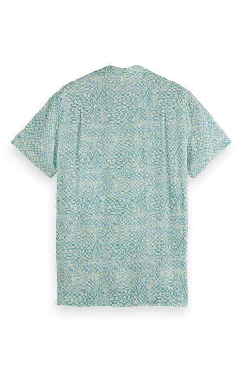Scotch & Soda Relaxed Fit Print Short Sleeve Button-up Shirt In Green