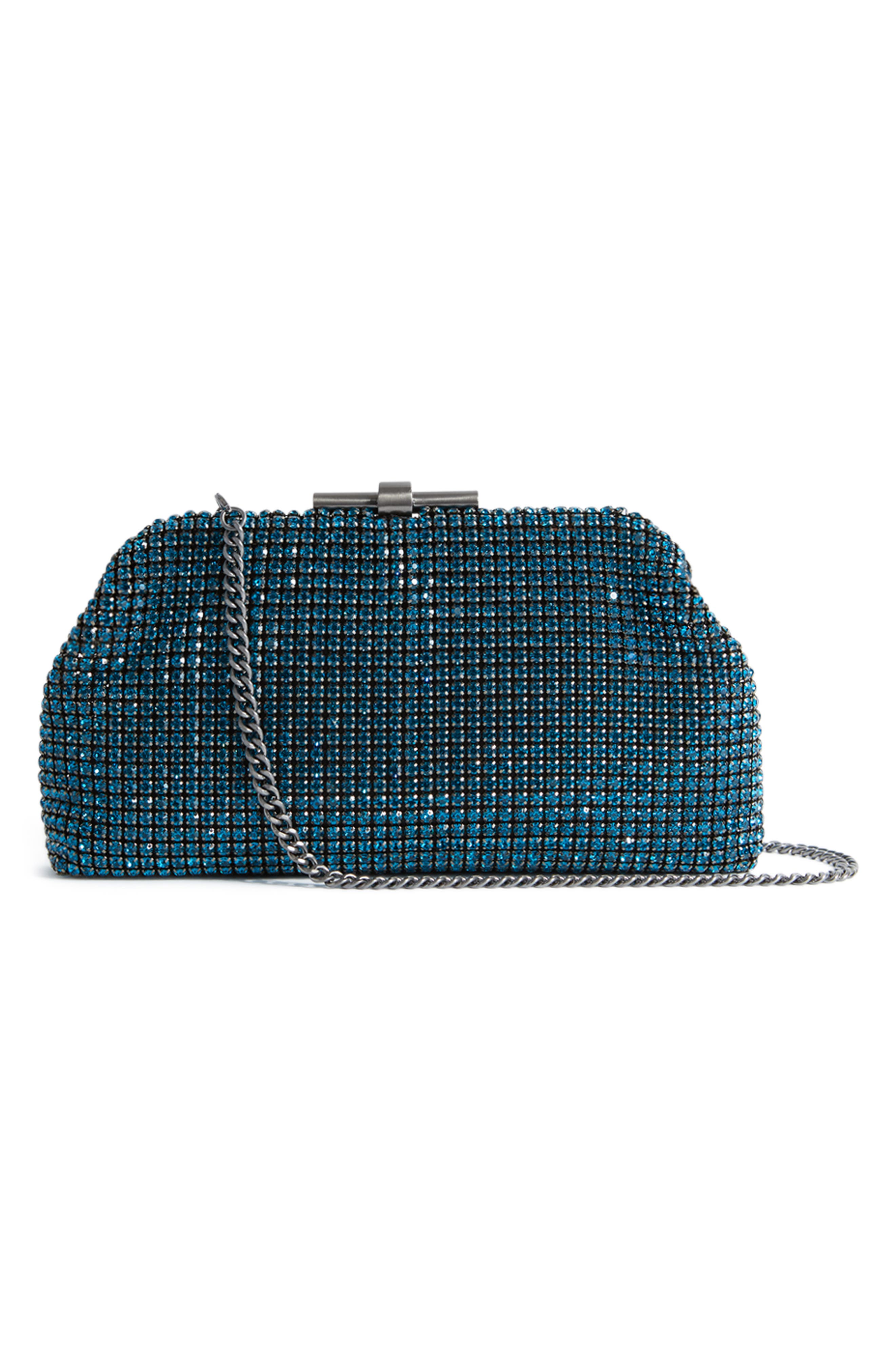 Adaline Crystal Embellished Clutch, Alternate, color, TEAL