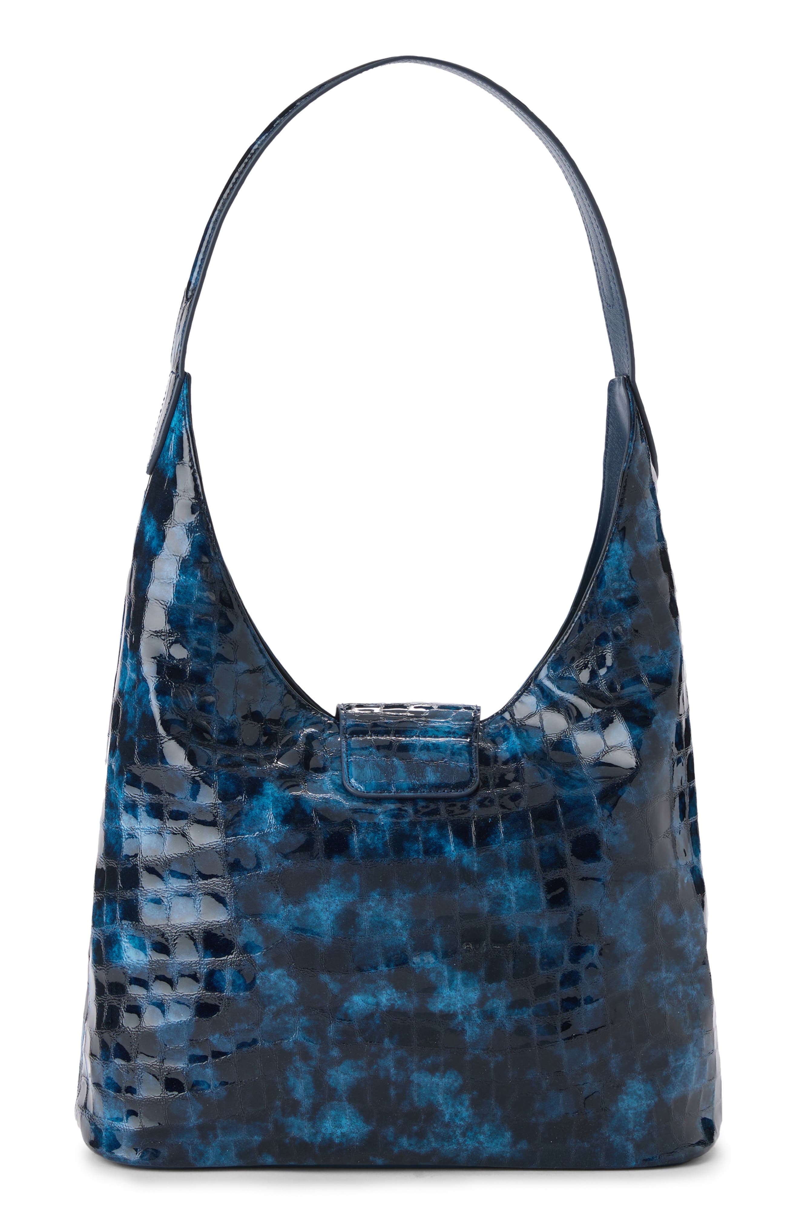 Brahmin Gwynne Croc Embossed Leather Shoulder Bag, Alternate, color, Ultramarine
