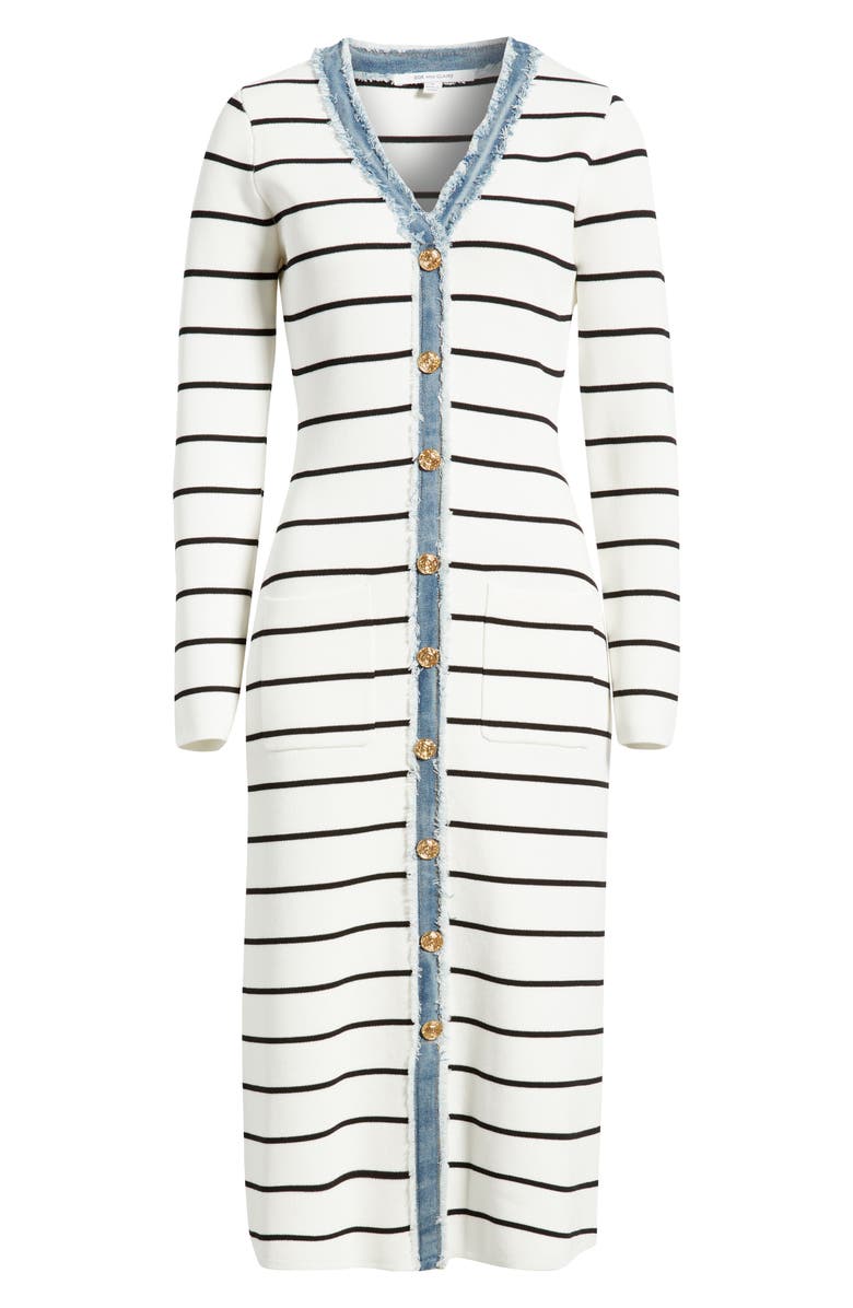 ZOE AND CLAIRE Stripe Long Sleeve Sweater Dress, Alternate, color, Ivory Denim