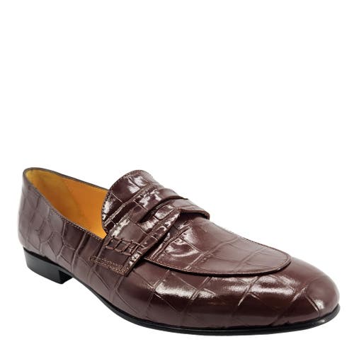 Madison Maison Flat Croc Embossed Loafer In Brown