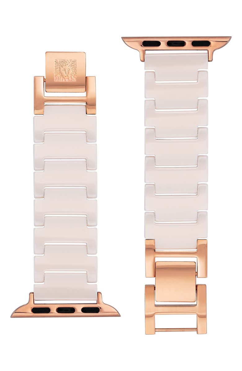 Anne Klein Ceramic & Stainless Steel 12.7mm Apple Watch<sup>®</sup> Watchband, Main, color, 