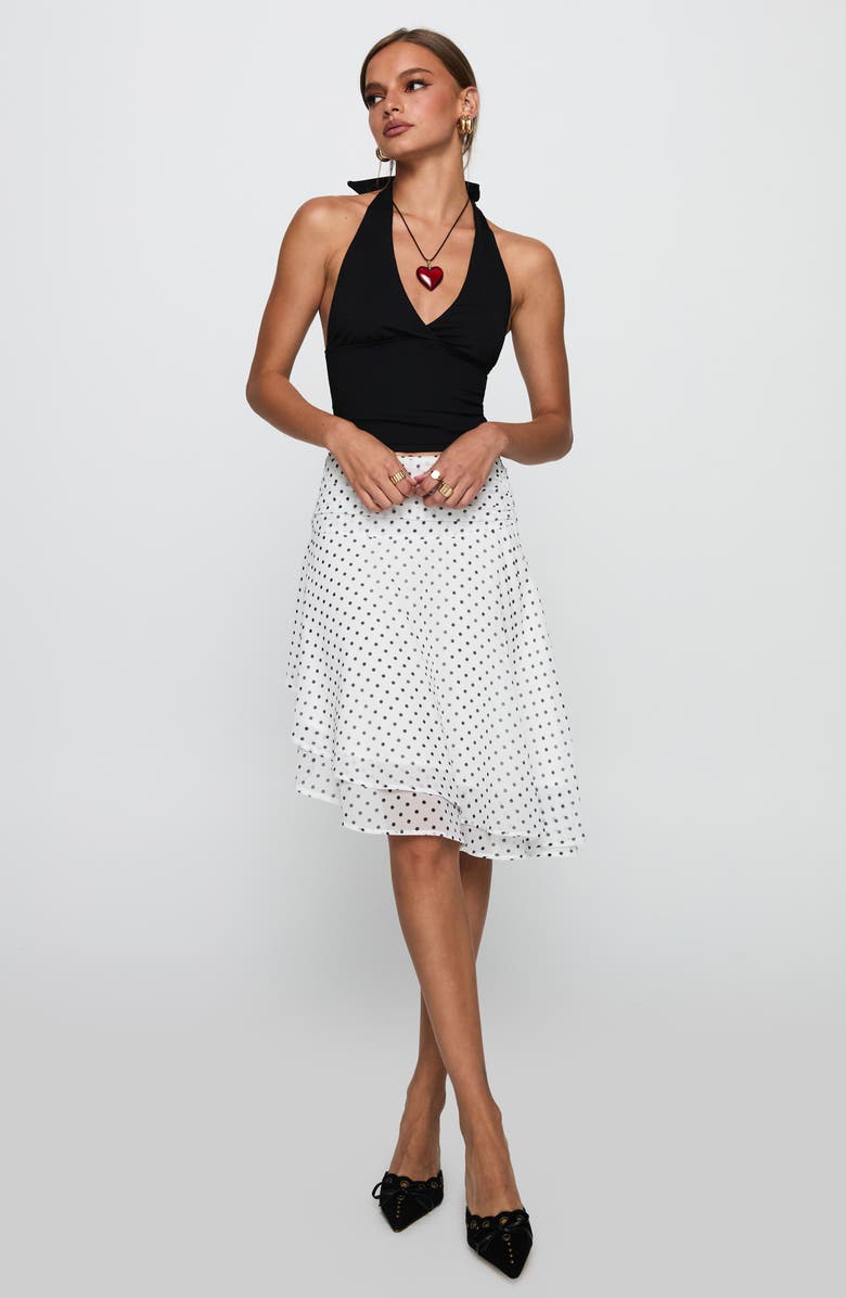 Princess Polly Layered Asymmetric Skirt, Alternate, color, White / Polka Dot