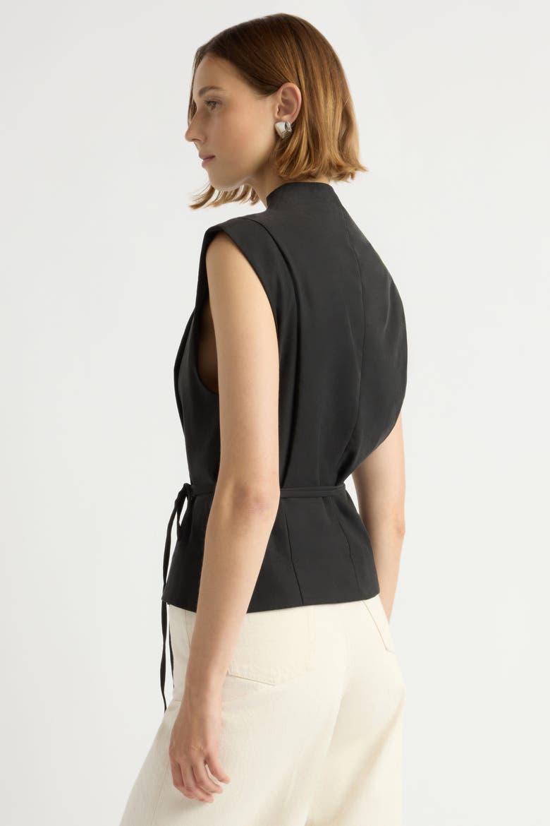Leandra Tie-Wrap Vest, Alternate, color, Black