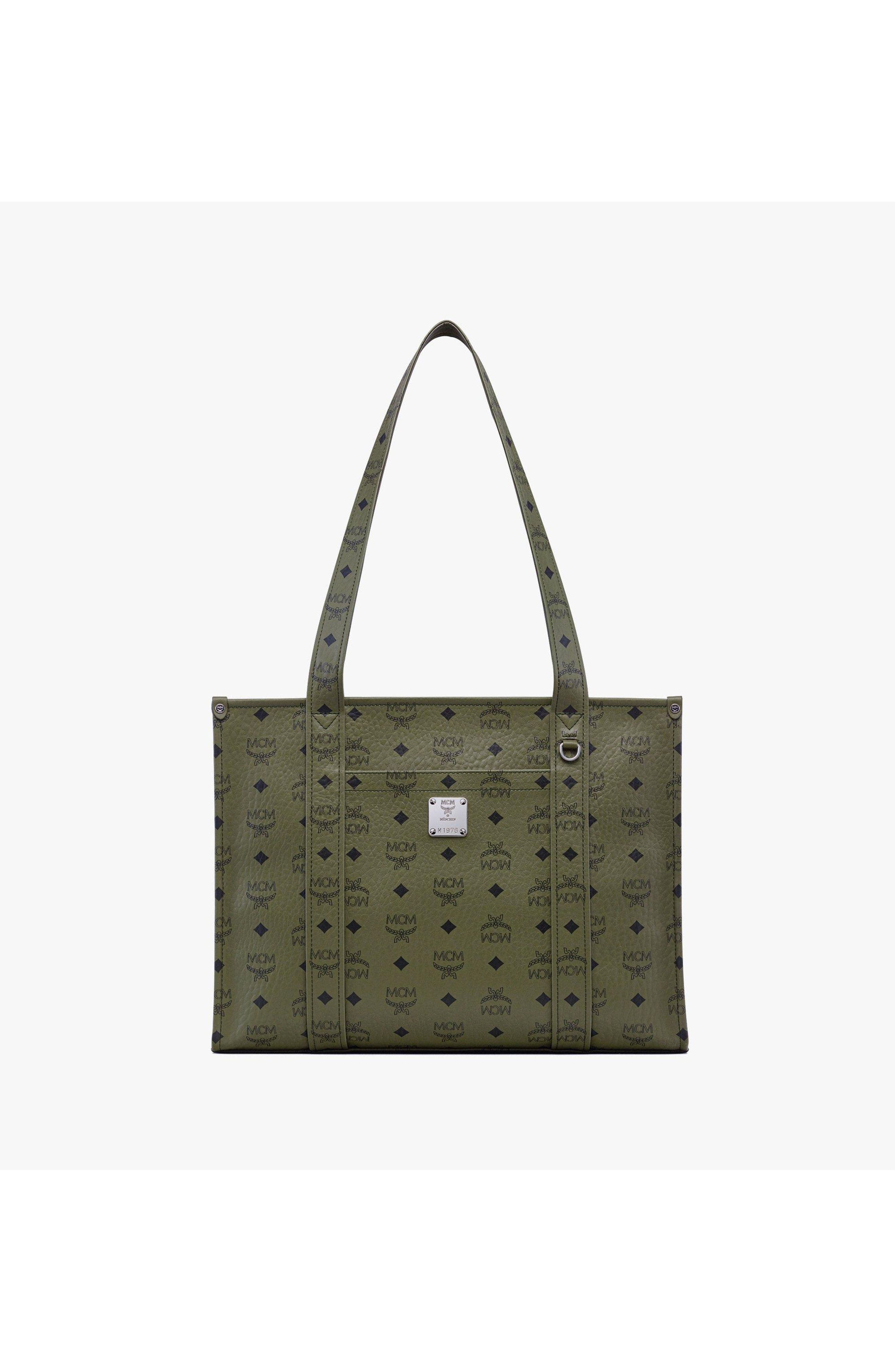 Large Aren School Bag Tote in Visetos, Main, color, Khaki Moss