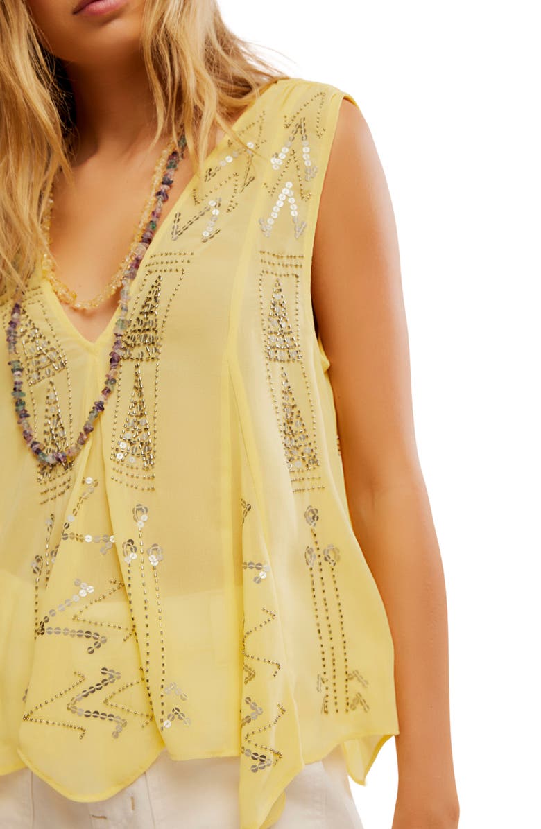 Free People Ibiza Embellished Top, Alternate, color, Sunny Shine