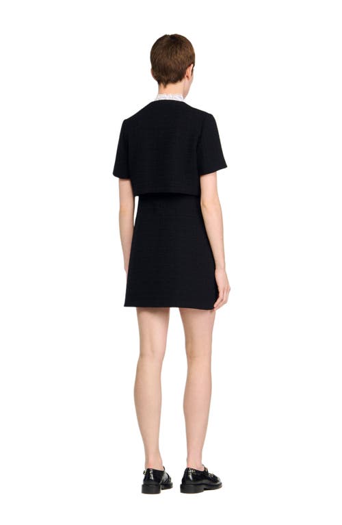 Sandro Short Dress With Detachable Collar In Black