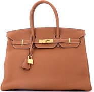 Pre-Owned Hermes Birkin Handbag Brown Togo with Gold Hardware 35