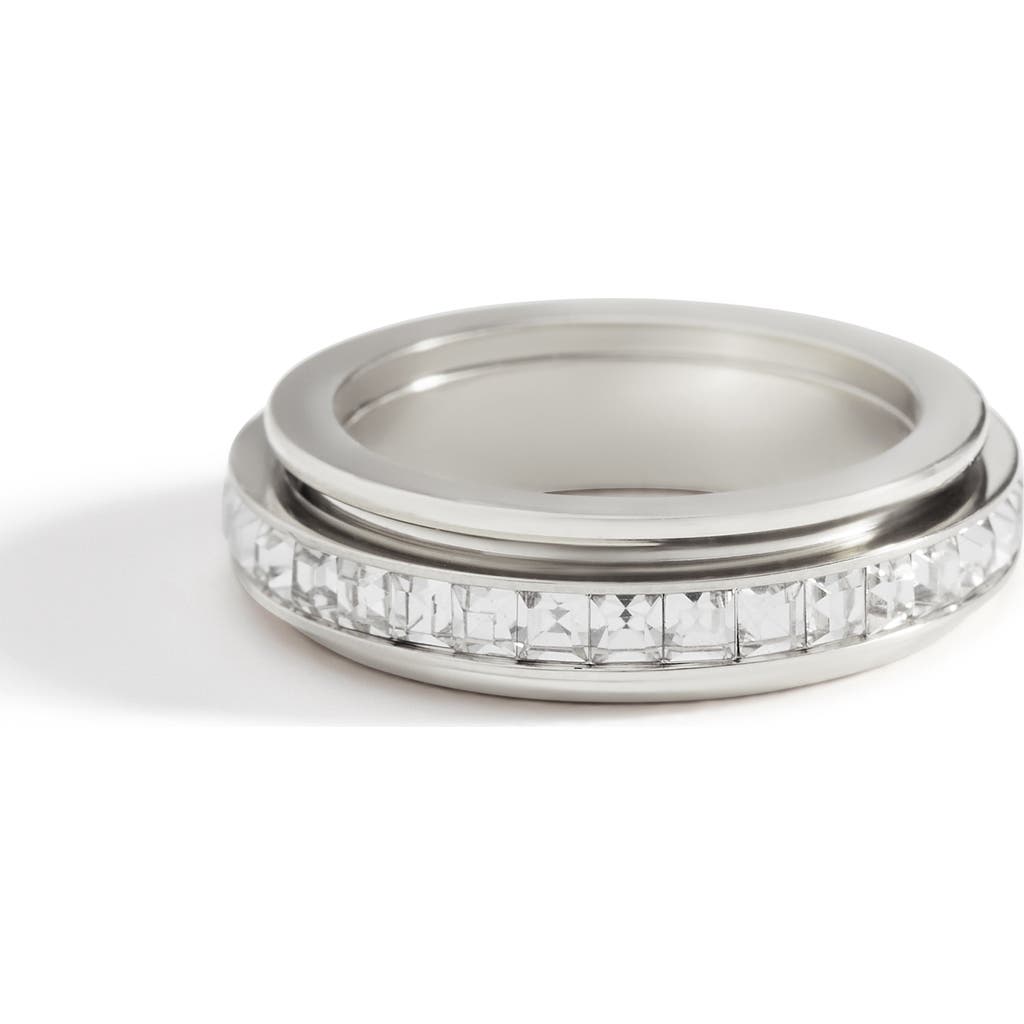 Mint & Lily Crystal Statement Spinning Fidget Ring In Metallic