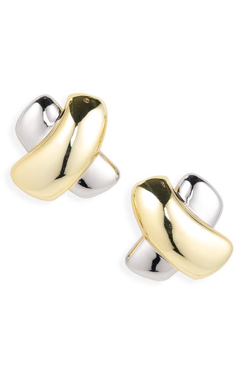 Two-Tone 'X' Stud Earrings