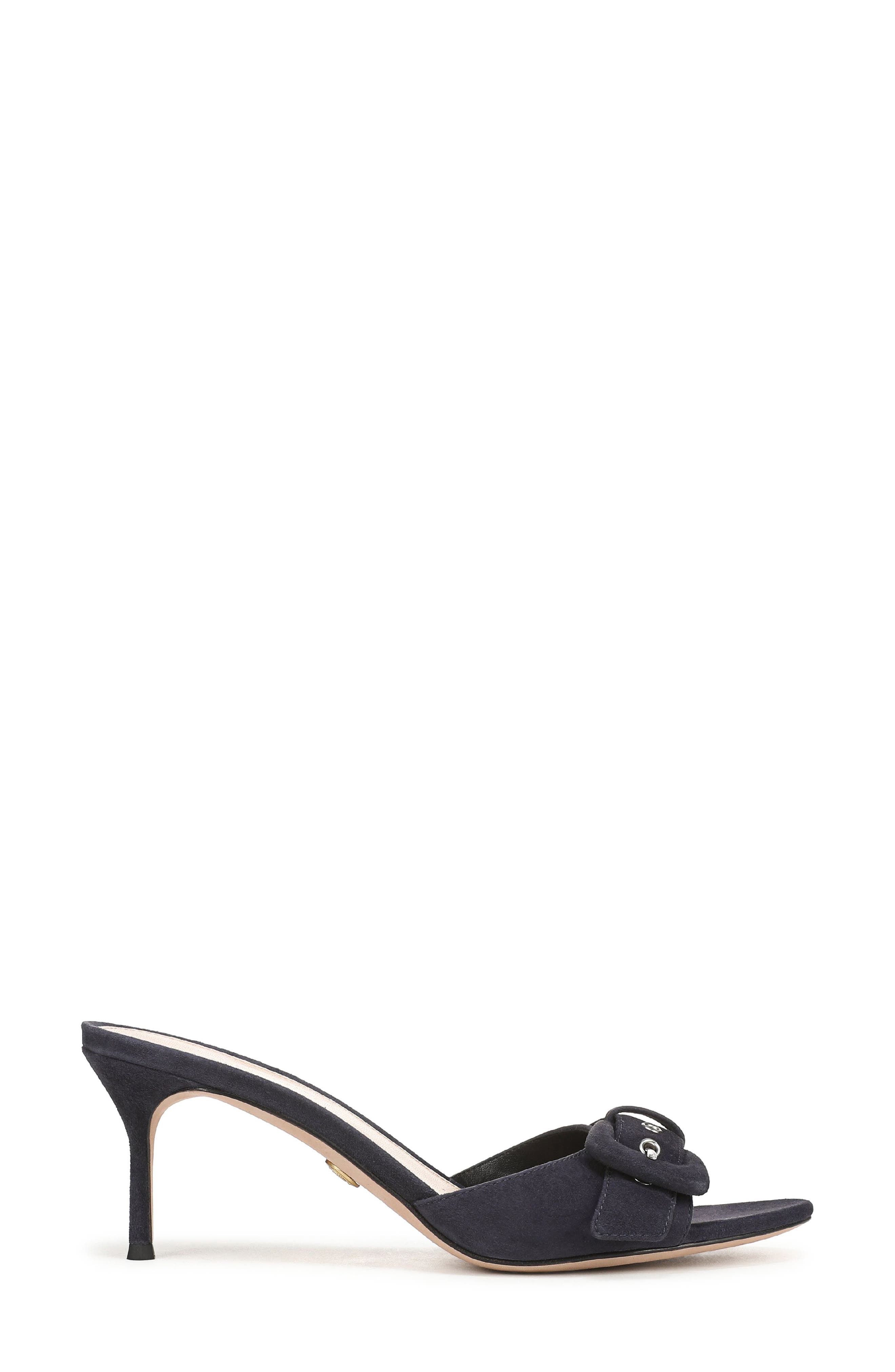 Tia Buckle Slide Sandal, Alternate, color, NAVY SUEDE