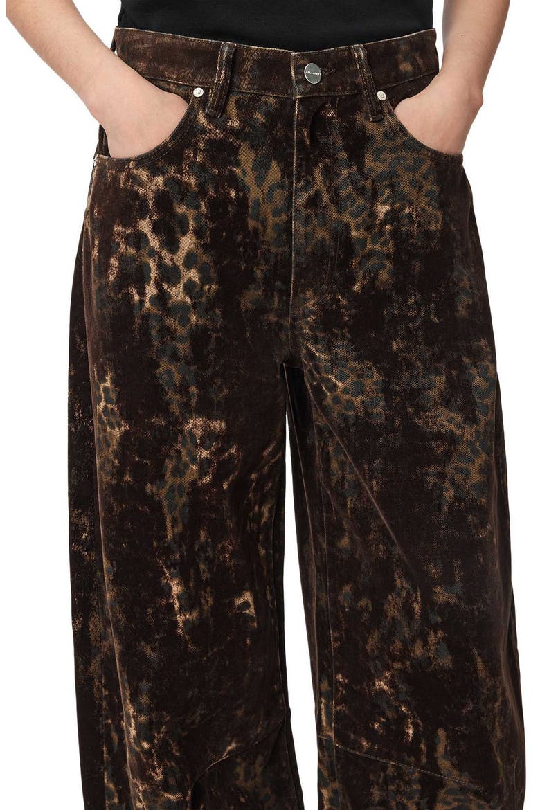 Jett Flock Leopard Print Wide Leg Jeans, Alternate, color, LEPPO BROWN