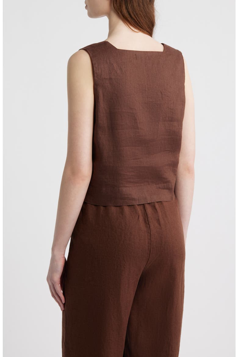Akira Square Neck Linen Top, Alternate, color, ESPRESSO