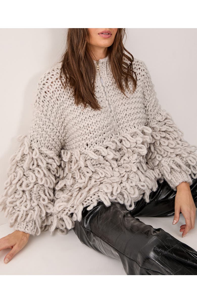 NASTY GAL Loopy Quarter Zip Sweater, Alternate, color,