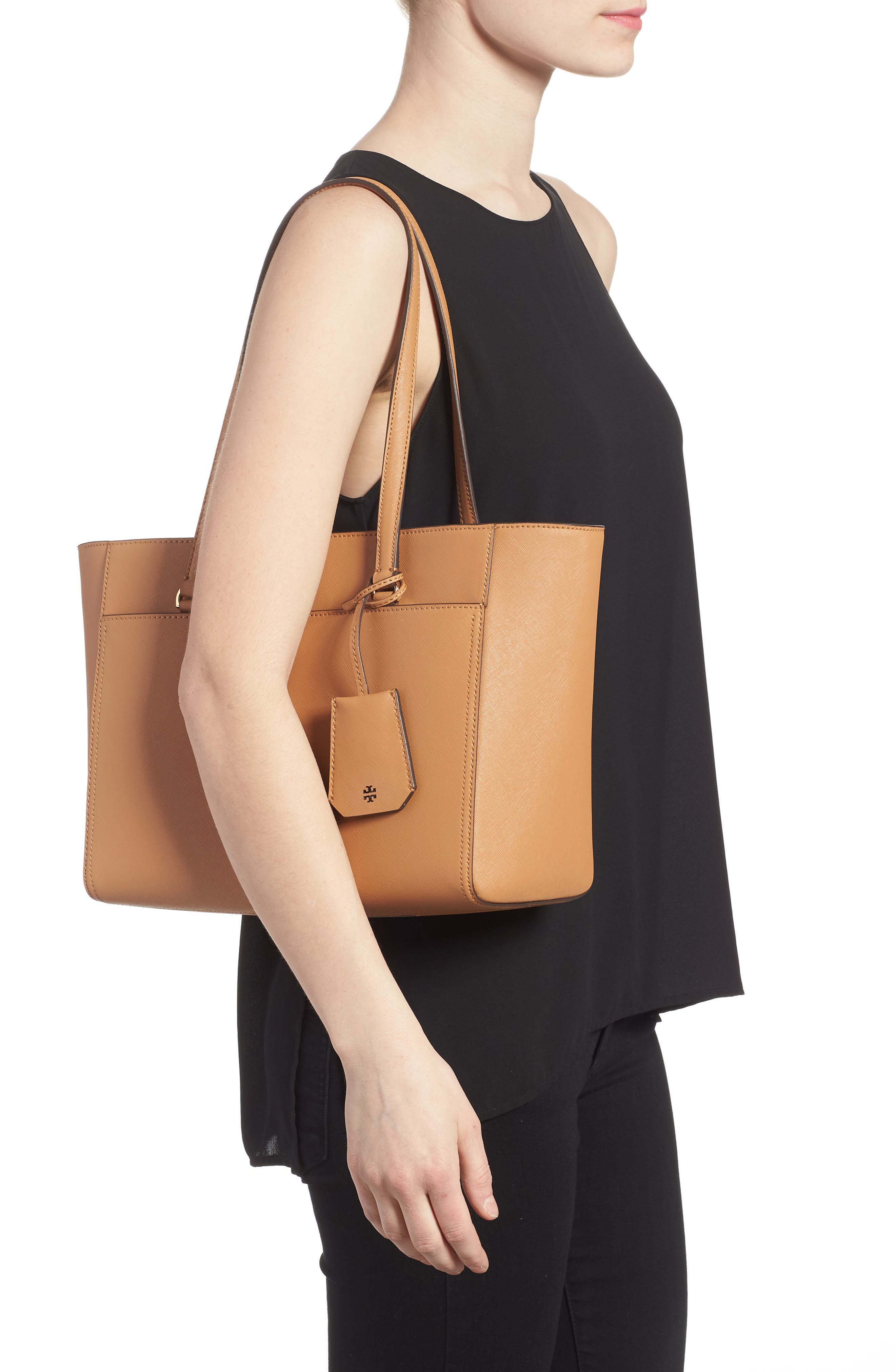 Small Robinson Leather Tote, Alternate, color, CARDAMOM / ROYAL NAVY