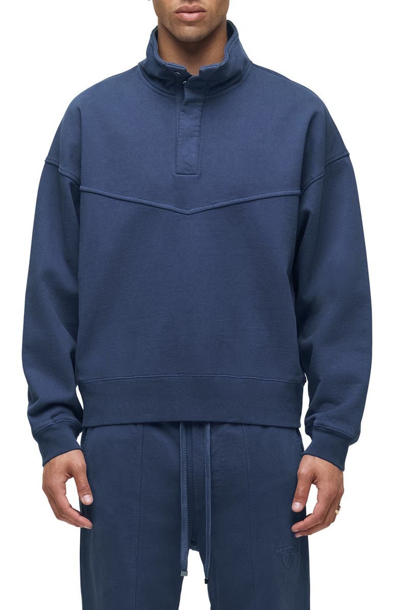 Hudson Jeans Passion Quarter-Snap Top, Main, color, Azul