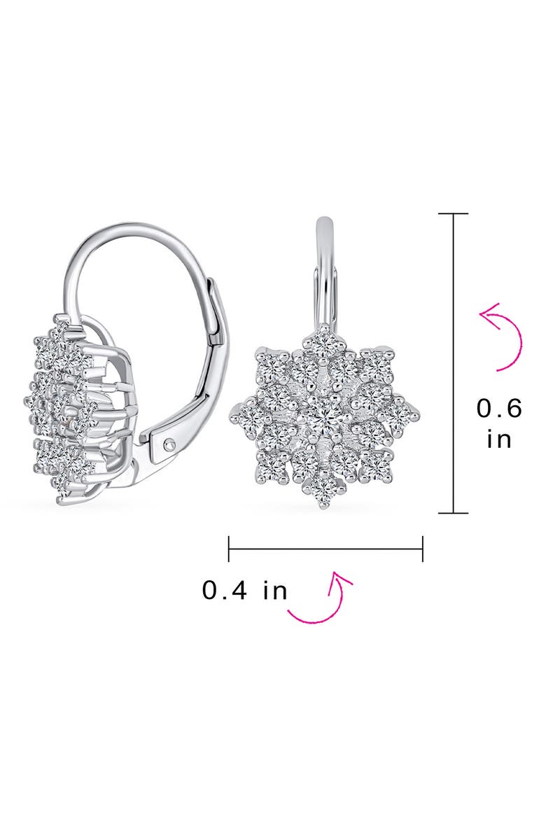 BLING JEWELRY Snowflake CZ Earrings, Alternate, color, Clear
