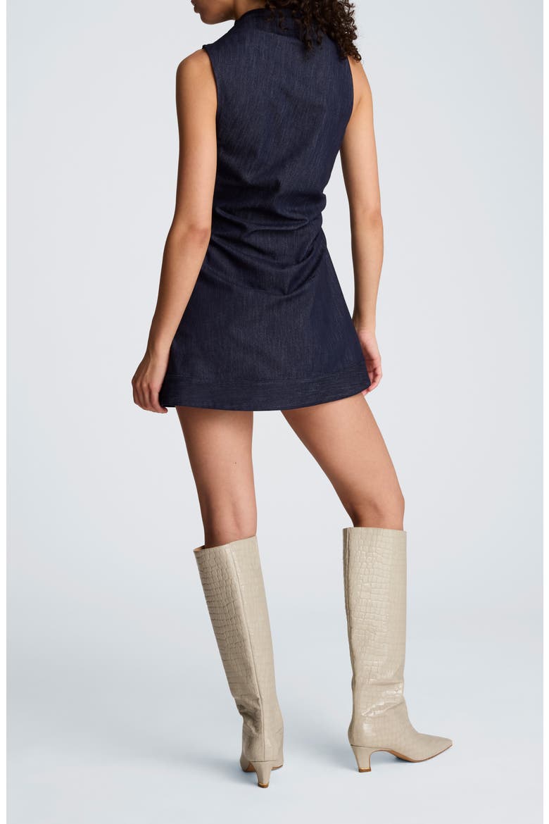 Ruched Sleeveless Denim Minidress, Alternate, color, INDIGO