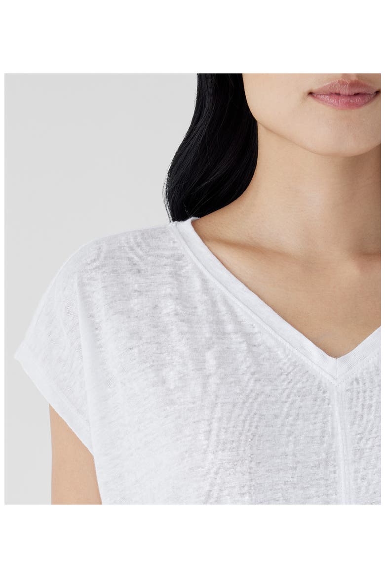 V-Neck Organic Linen T-Shirt, Alternate, color, WHITE