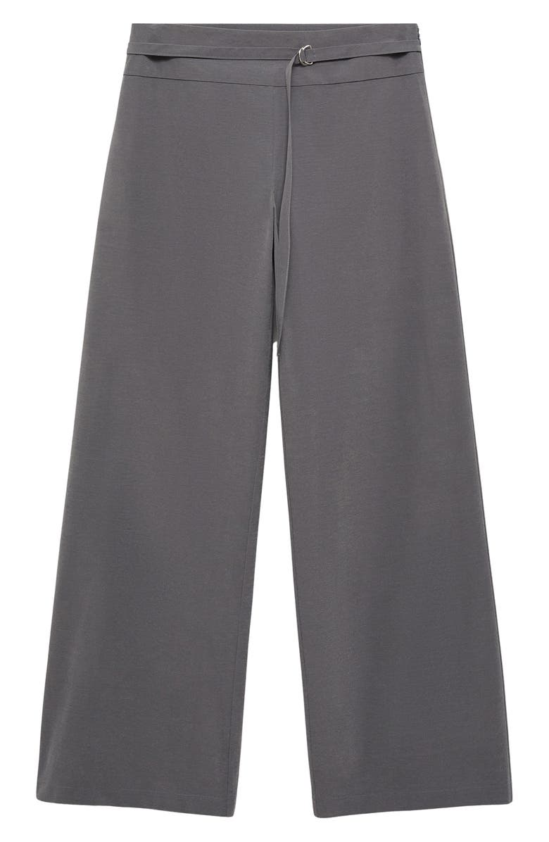 MANGO Belted Straight Leg Pants, Alternate, color, Grey