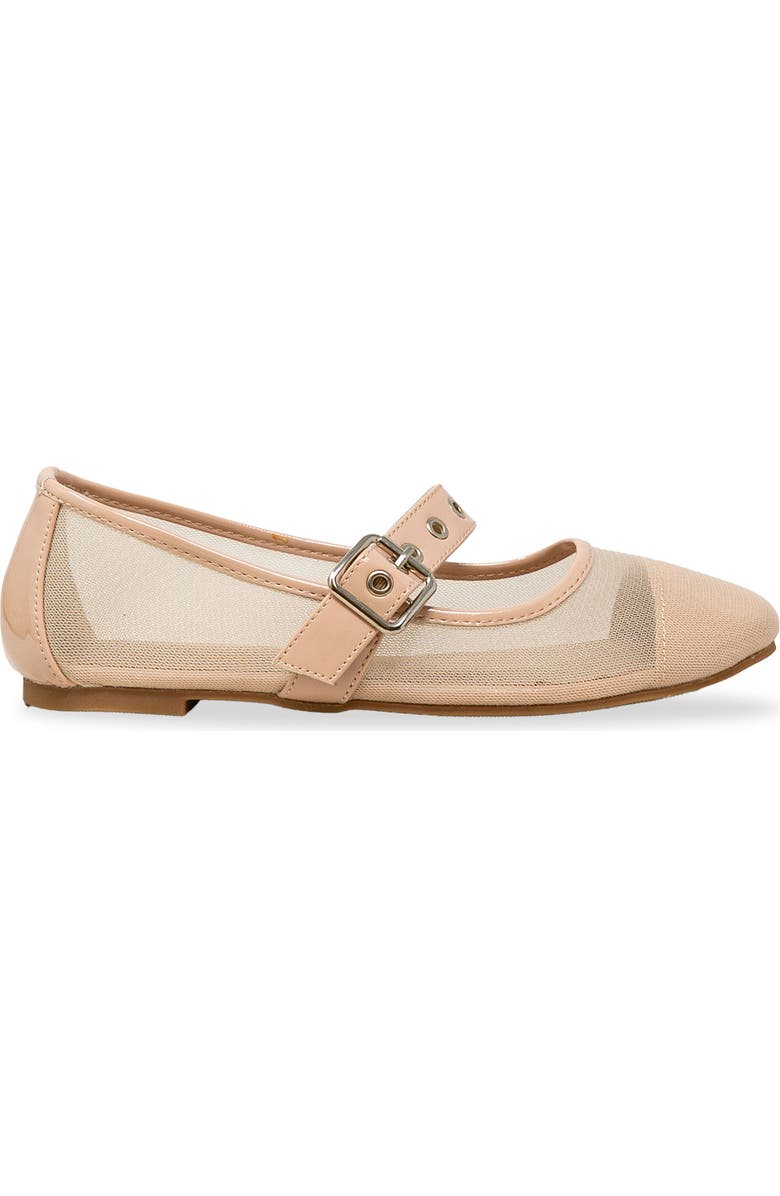 CHASE AND CHLOE Grommet Strap Mary Jane Flat, Alternate, color, Beige Patent