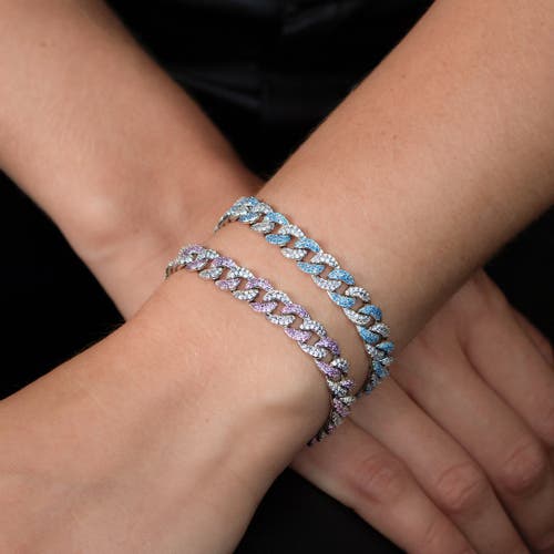 Anna Zuckerman Sweet Havana 8mm Cuban Bracelet In Argyle Pink Crystalline