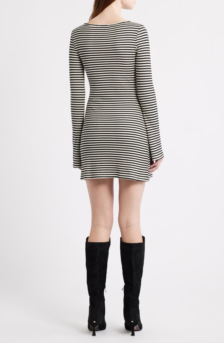 Princess Polly BRYANNA L/S MINI DRESS BLK/WHT, Alternate, color, Black