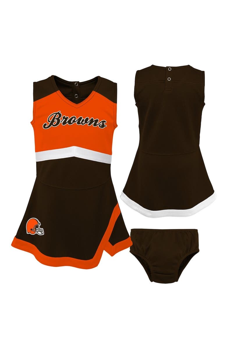 Outerstuff Girls Toddler Brown Cleveland Browns Cheer Captain Dress with Bloomers, Main, color,
