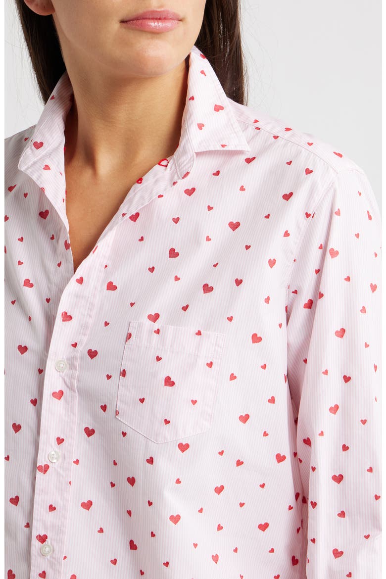 Eileen Relaxed Button-Up Shirt, Alternate, color, PINK STRIPE HEARTS